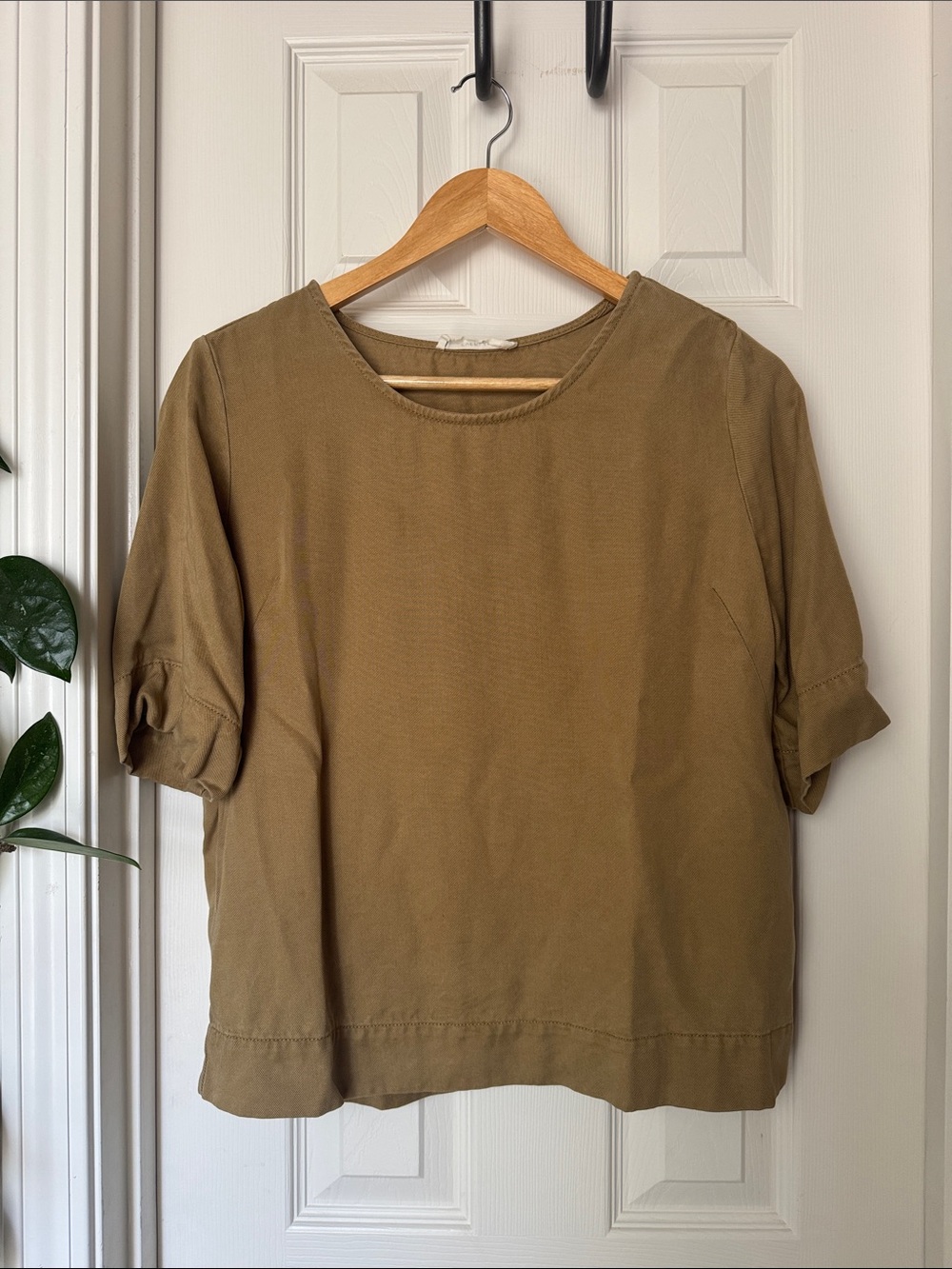 Everlane Short-Sleeve Boxy Top in Olive